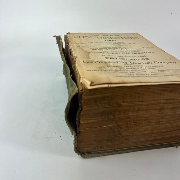 1909 Los Angeles CA City Directory POOR Ancestry Genealogy Antique Vtg Reference - Picture 5 of 12